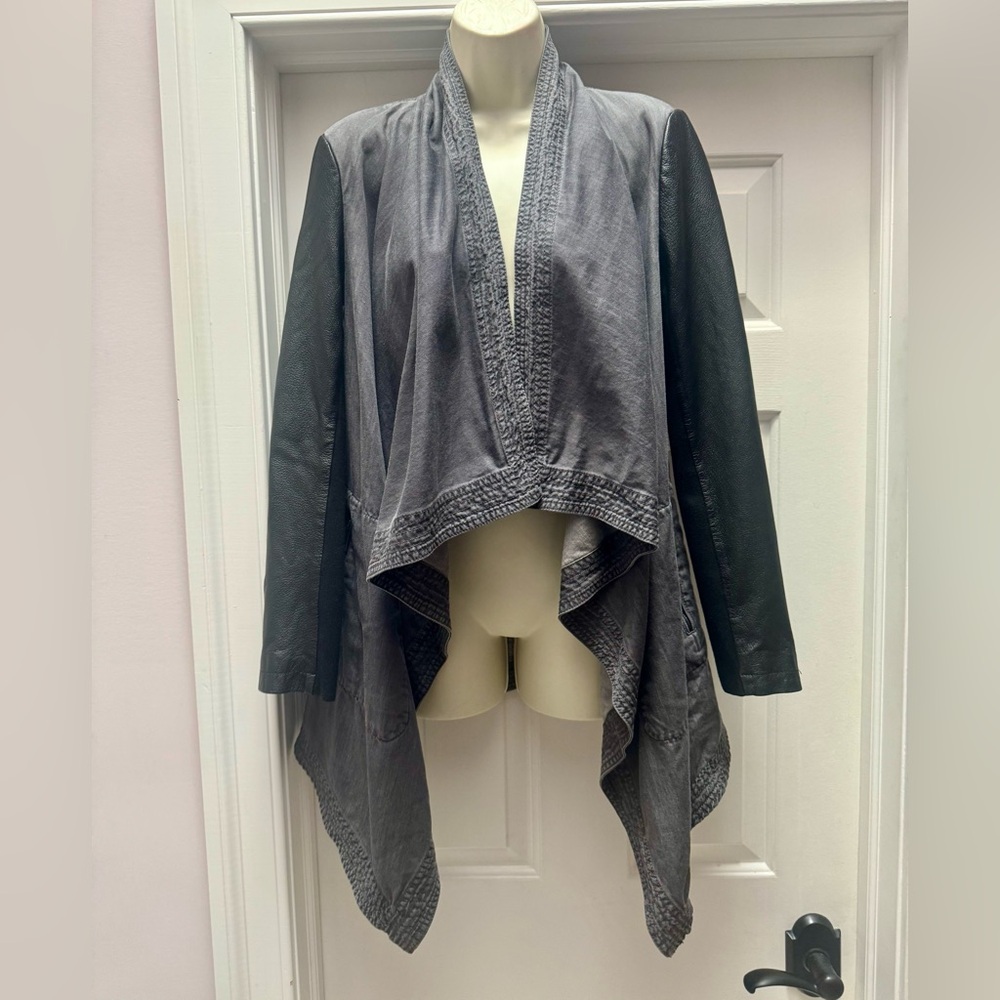 new bcbg max azria Lamb Leather Denim Jacket.